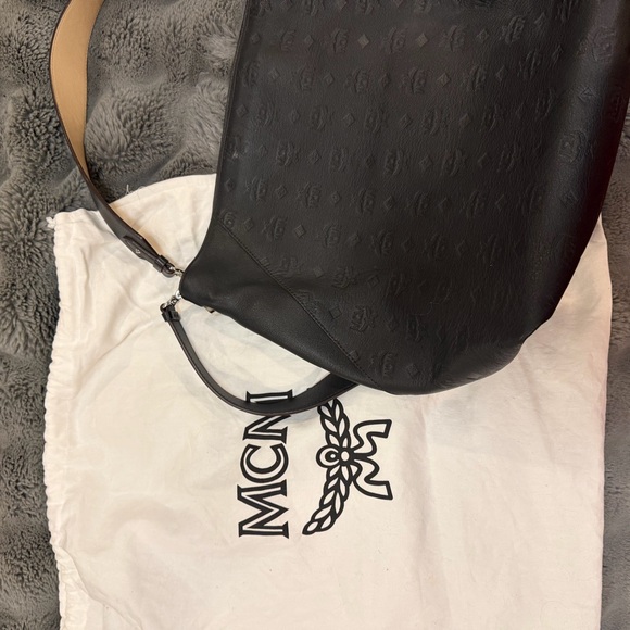 MCM Black Embossed Shoulder Bag